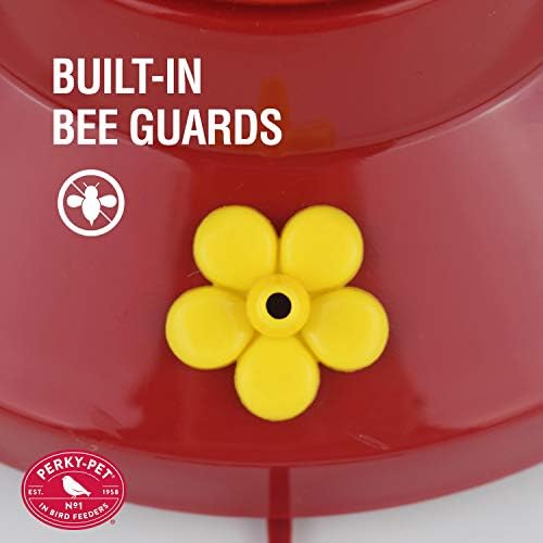 Perky-Pet 210PB Pinch-Waist Glass Hummingbird Feeder with Perches, Built-in Ant Moat and Bee Guards - Outdoor Garden Decor, Unique Gifts