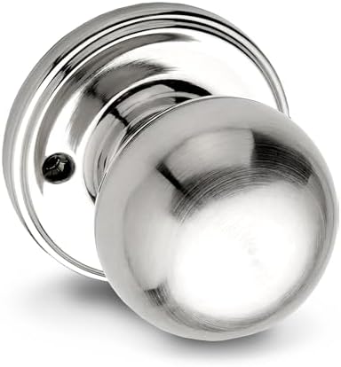 Copper Creek Privacy Interior Door Knob – ANSI Grade-3 Certified, Modern Heavy Duty Handle, Easy Install and Reversible for Bedroom, Bathroom & Closets – Satin Stainless (1 Pack)