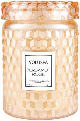 Voluspa Milk Rose, Large Candle Jar, 18 Ounce, 100 Hour Burn Time, Coconut Wax for Clean Burning, Handcrafted in the USA