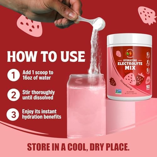Electrolyte Powder – Zero Sugar Hydration Mix | 90 Servings | Keto, Vegan, Gluten-Free | Natural Electrolytes for Muscle Recovery