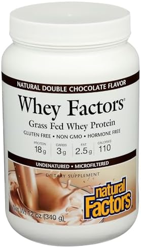 Whey Factors by Natural Factors, Grass Fed Whey Protein Concentrate, Aids Muscle Development and Immune Health, Unflavored, 2 lb