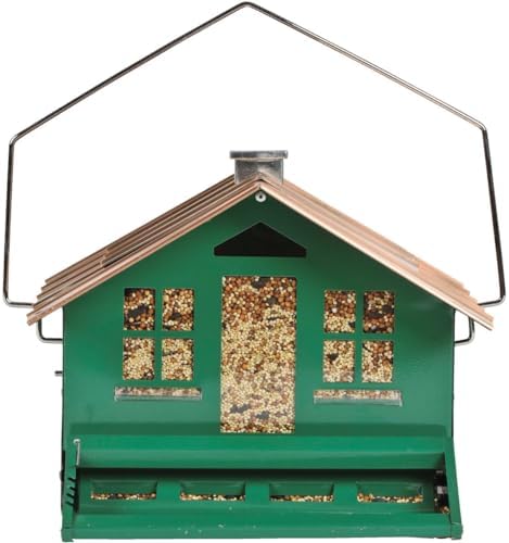 Perky-Pet 339-1SR Squirrel-Be-Gone II Home Style Bird Feeder with Chimney, Squirrel Proof Bird Feeder with Weight-Activated Perches