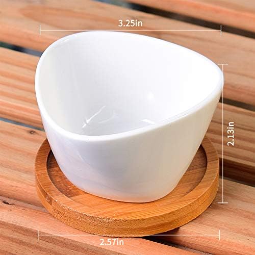Succluent Pots ，Small Flower Pots Planter Pots with Drinage,Ceramic Flowers Pots with Bamboo Tray for Cactus(12 Pack)