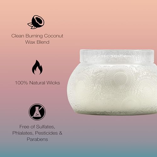 Voluspa Panjore Lychee, Glass Chawan Bowl Candle, 14 oz, 50 Hour Burn Time, Coconut Wax for Clean Burning, Handcrafted in the USA