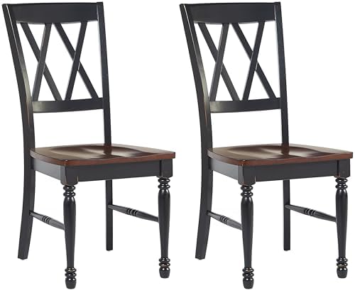 Crosley Furniture Shelby Traditional Wood X-Back Dining Room Chairs Set of 2, Kitchen Chair, Distressed White