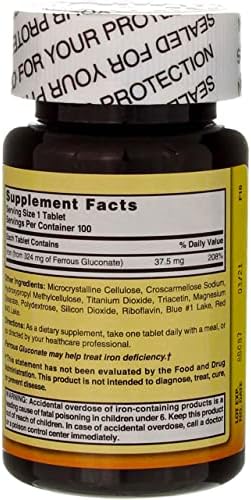 Nature's Blend Ferrous Gluconate Tablets, 100 Count