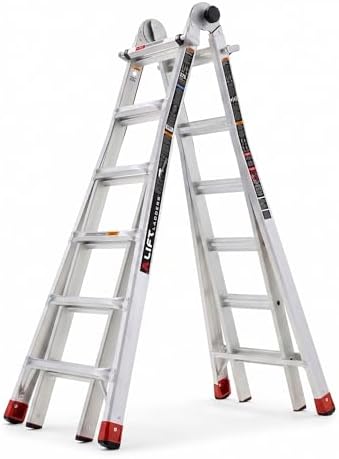 Lift Ladders 18-Ft Multi-Position Aluminum Ladder, 5-in-1, 300 lb. Capacity