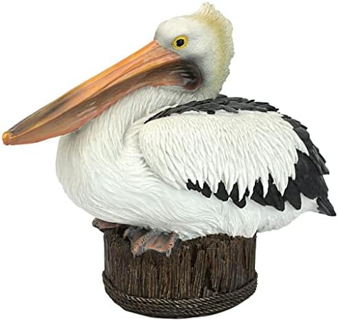 Design Toscano Coastal Decor Ocean's Perch Pelicans Garden Bird Statue, 9 Inch Wide, 24 Inch Tall, Cast Stone Resin, Full Color Finish