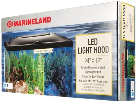 Marineland LED Light Hood For Aquariums, 24 Inches By 12 Inches, Natural Shimmering Light With Night Light Effect