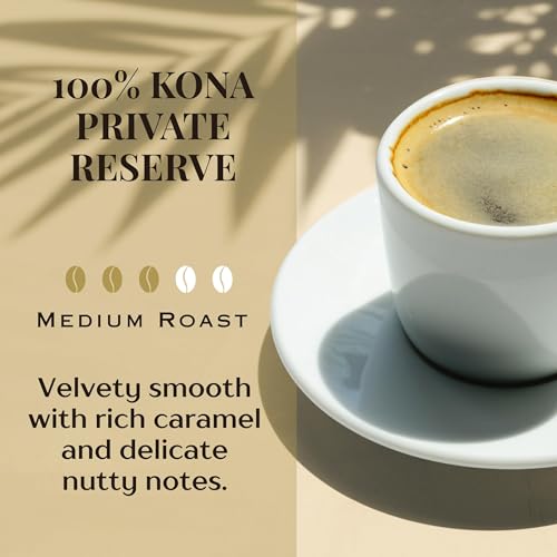 ROYAL KONA COFFEE Whole Bean - 100% Hawaiian Kona Coffee, Private Reserve, Medium Roast, (Pack of 2)