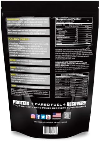 Ryno Power All Natural Whey Protein 2lb (20 Servings) 'Chocolate' - 100% Whey Protein Blend & No Fillers - Non GMO