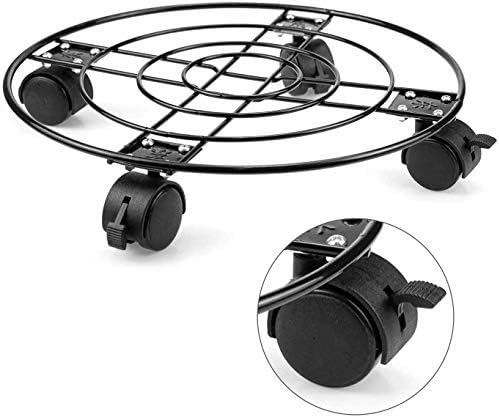 Fasmov 2 Pack 13 inches Plant Caddy, Heavy Duty Iron Potted Plant Stand with Lockable Caster Wheels, Outdoor Caddy Indoor Plant Dolly, Black