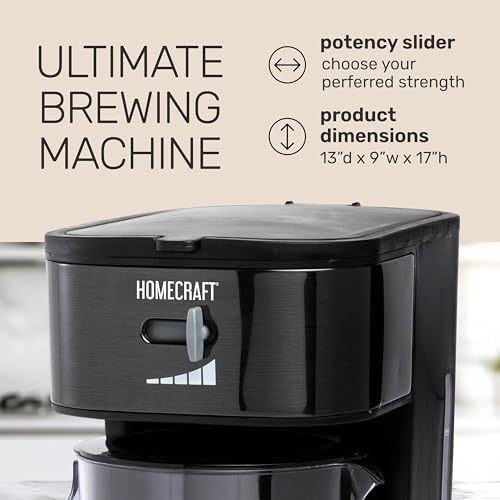 Homecraft 3-Quart Iced Coffee and Tea Maker with Filter Basket, Flavor Enhancer, Adjustable Brew Strength, Black