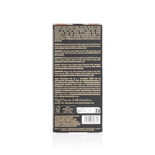 Venchi - Barrel-Aged 80% Extra Dark Chocolate Bar, 2.46 oz - Made from Select Cocoa Blends - Gluten Free - Vegan
