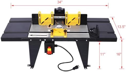 Universal Benchtop Router Table with Adjustable Fence, Steel Stand & Precision Routing for Woodworking – Craftsman Electric Router Table Tool (Black)