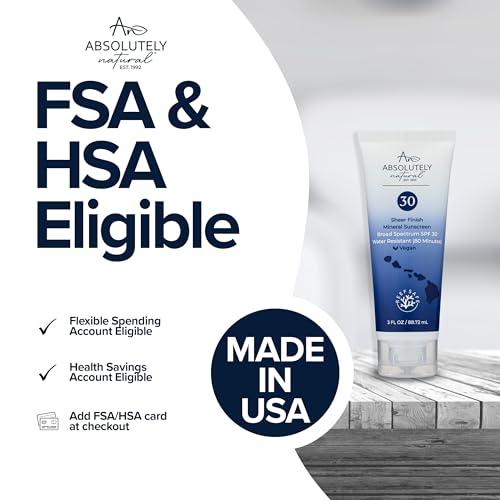 Absolutely Natural - SPF 15 Mineral Sunscreen - Broad Spectrum Water Resistant Moisturizer Lotion For Body & Face - With Non-Nano Zinc Oxide, Vitamin E, & Antioxidants - Made in USA, 3 Oz