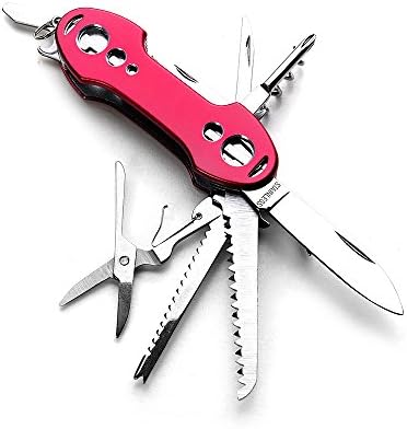 2 PCS Pack Stainless Steel Swiss Style Army Pocket Knife Multitools 12-in-1 Multi Function with Opener Screwdrivers Saw Scissors