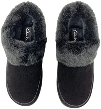 Clarks Womens Faux Fur Lined Clog Slippers Warm Cozy Indoor Outdoor Plush Slipper for Women