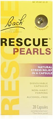 Bach RESCUE PEARLS, Natural Orange Vanilla Flavor, Natural Stress Relief, Homeopathic Flower Essence, Quick-Dissolve, Gluten & Sugar-Free, 28 Count