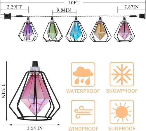 Vigdur Pineapple String Lights, 10FT Multicolor Patio Lights Outdoor