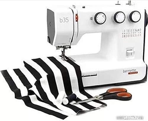Bernette B35 Sewing Machine Swiss Design with 23 Stitches, 7 Presser Feet, Automatic Buttonhole, Quilting, Heavy-Duty Build, LED Light, Portable