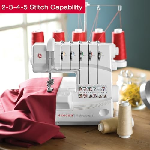 SINGER® Professional 14T968DC Heavy-Duty Serger Overlock with Accessory Kit | 2-3-4-5 stitch capability, removable trim trap, self adjusting design