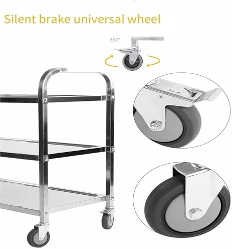 Nisorpa 3 Tier Kitchen Rolling Cart, Stainless Steel, L30 x W16 x H33 Inch