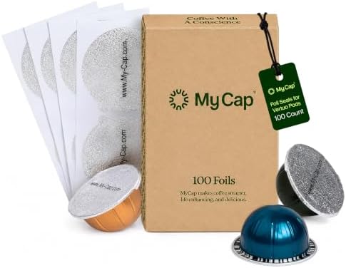 Foil Seals for Nespresso Vertuo Pods - Reusable Aluminum Lids to Extend Life of Nespresso VertuoLine Capsules (Pack of 100)