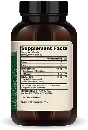 Dr. Mercola Fermented Chlorella - Supports Normal Detox & Cellular Energy - with Chlorophyll & Trace Minerals - Vegan - Non-GMO - 1 g - 450 Tablets