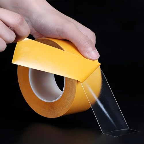 Ultra-Thin Clear Double Sided Tape Heavy Duty 2-Inch x 50 Feet Two Sides Strong Stick Mounting Adhesive Tape for Arts & Crafts, Fix Carpet