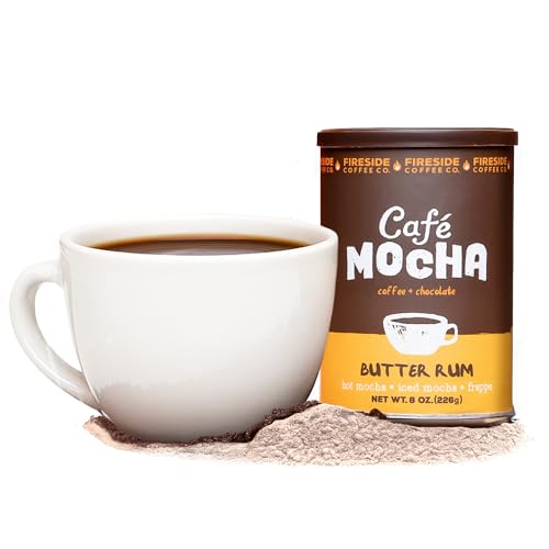 Fireside Coffee Irish Cream Cafe Mocha - Premium Instant Coffee Chocolate Blend - Versatile Caffeinated Drink Mix for Hot, Iced, Milkshake, and Mocha Frappe Mix, Only Add Water and Enjoy, 8 Ounces