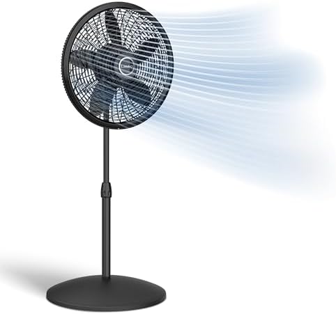Lasko Pedestal Fan, Oscillating Fan for Bedroom with Adjustable Height and 3 Cooling Speeds, Portable, 18", Black, 1827