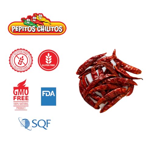 PEPITOS CHILITOS/Chile de Arbol 16oz Resealable Bag - Natural and Premium - Great For Mexican Recipes Like Salsa, Tamales, and Stews.