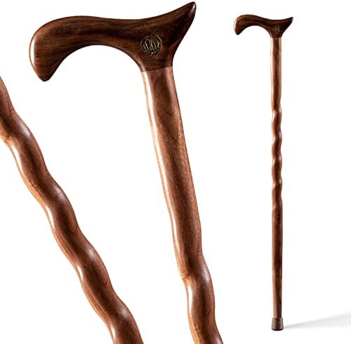 Brazos Handcrafted Wood Walking Cane, Twisted Cocobolo, Derby Style Handle, for Men & Women, Made in the USA, 37"