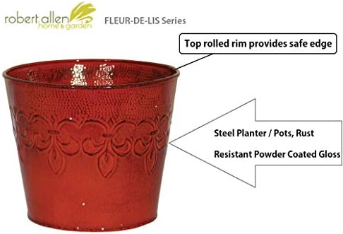 MPT01891 Fluer De Lis Series Metal Planter Flower Pot, 6", Color Tansy Green