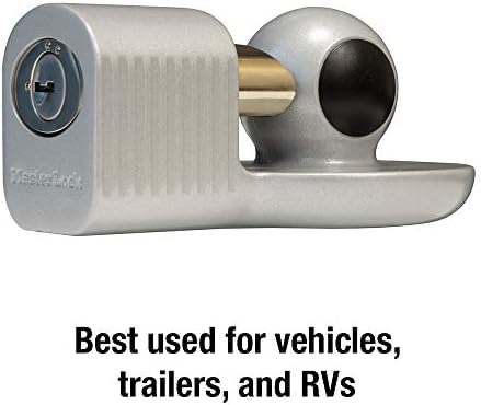 Master Lock Trailer Hitch Lock, Fits 1-7/8 in., 2 in., and Most 2-5/16 in. Trailer Couplers, Weather Resistant Automotive Hitch Lock with Keys, 377KA