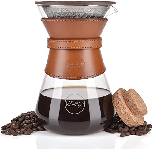 Pour Over Coffee Maker Set with Double-Layer Stainless Steel Filter, Coffee Dripper