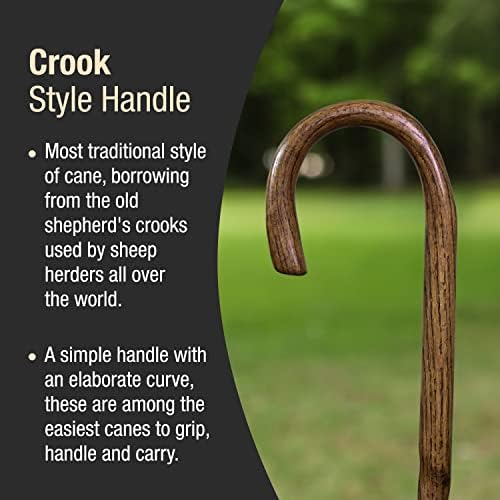 Brazos Handcrafted Wood Walking Cane, Twisted Oak, Crook Style Handle, for Men & Women, Made in The USA, 37"