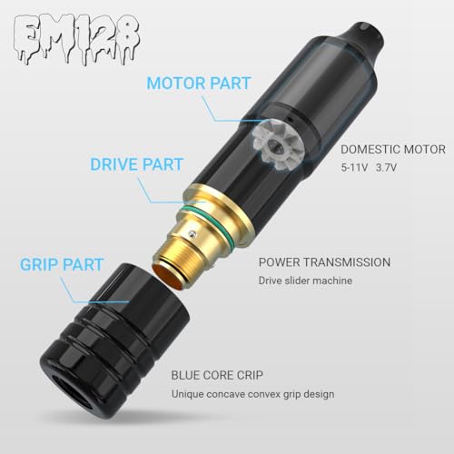 Solong Tattoo Pen Kit Rotary Tattoo Gun Machine with Wireless Tattoo Power Supply 50Pcs Cartridge Tattoo Needles EM128KITPRD50-1-US