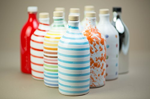 Antico Frantoio Muraglia | Premium Italian Extra Virgin Olive Oil | First Cold Pressed Gourmet EVOO | RAINBOW Arcobaleno Collectible Handmade Ceramic Bottle | 16.9 Fl.oz (500 ml)