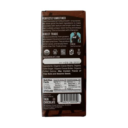 Taza Chocolate Organic Amaze Bar 95% Stone Ground, Wicked Dark, 2.5 Ounce (1 Count), Vegan