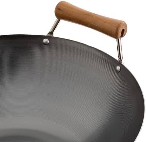 JOYCE CHEN Classic Series 12-Inch Carbon Steel Stir Fry Pan with Birch Handle