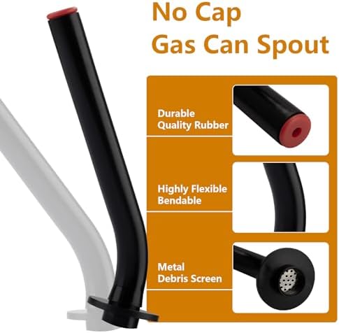 1-Pack No Cap Gas Can Spout with Rubber Stopper Compatible with Eagle and Jerry Cans 1.5, Missing Cap Gas Can Replacement Spouts
