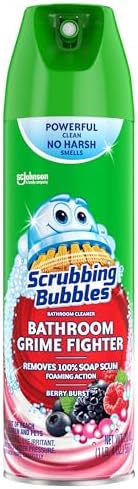 Scrubbing Bubbles Bathroom and Shower Cleaner Disinfectant Aerosol, Foaming Action Bathroom Grime Fighter, Rainshower Scent, 20oz