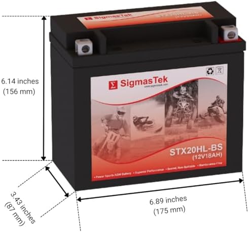 Genuine SigmasTek STX20HL-BS SLA AGM Motorcycle Battery by SigmasTek, STX20HL-BS 310CCA