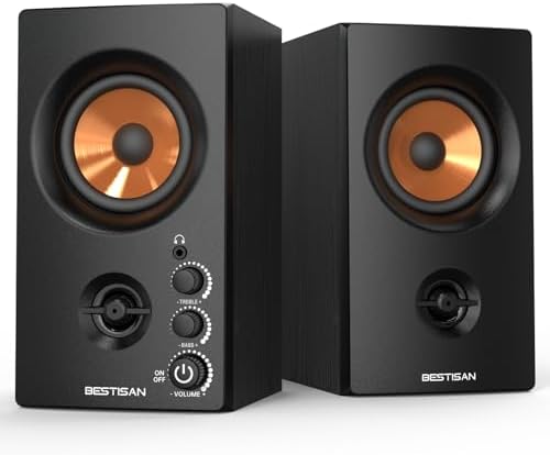 BESTISAN Active Bookshelf Speakers, 50W BT Home Speakers, 3’’ Woofer, 1’’ Silk Dome Tweeter PC Speakers, RCA Speakers for Desktop/Turntable/TV