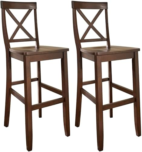 Crosley Furniture X-Back Wood Bar Stools Set of 2, Black, 30-inch