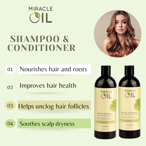 Earthly Body Miracle Oil Tea Tree Conditioner, 16 oz. - Detangles, Tames Frizz & Nourishes Roots - Tea Tree, Hemp Seed