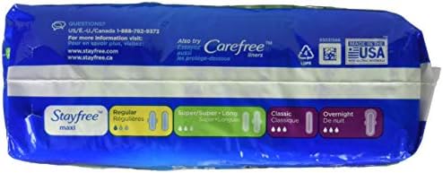 Stayfree Maxi Super Pads Wingless, Period and Leaks, 66 ct