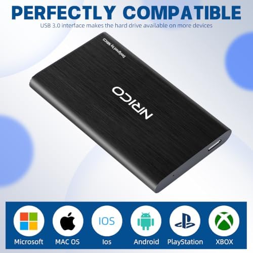 NRICO Ultra Slim 500GB Portable External Hard Drive USB3.0 HDD Storage | Compatible for PC, Desktop, Laptop,Mac,PS4, Xbox one(BLACK, 500,GB) large capacity external storage,Plug and Play